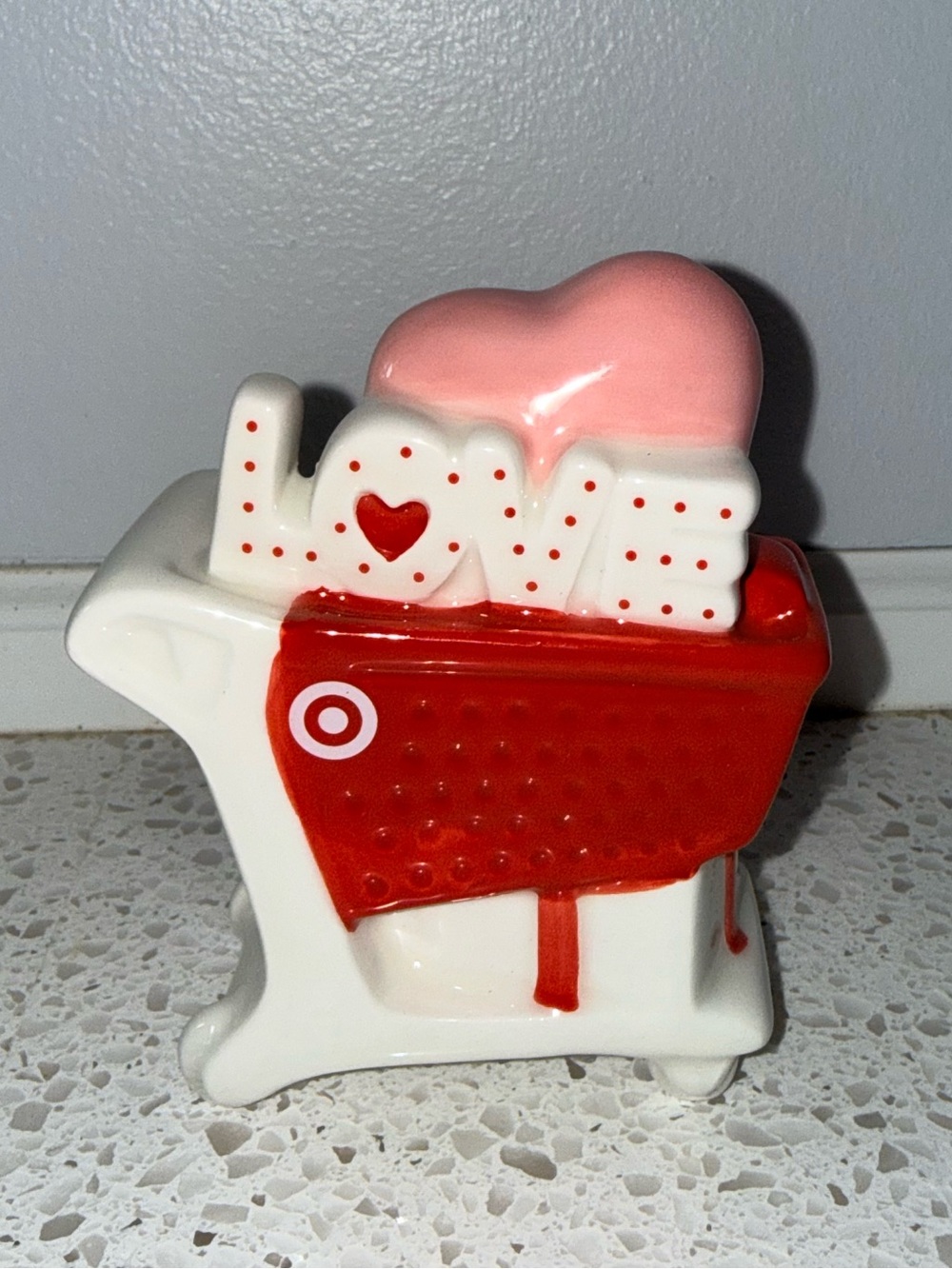 Target Red, White and Pink LOVE Shopping Cart Ceramic Accent